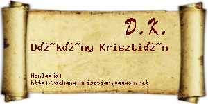 Dékány Krisztián névjegykártya